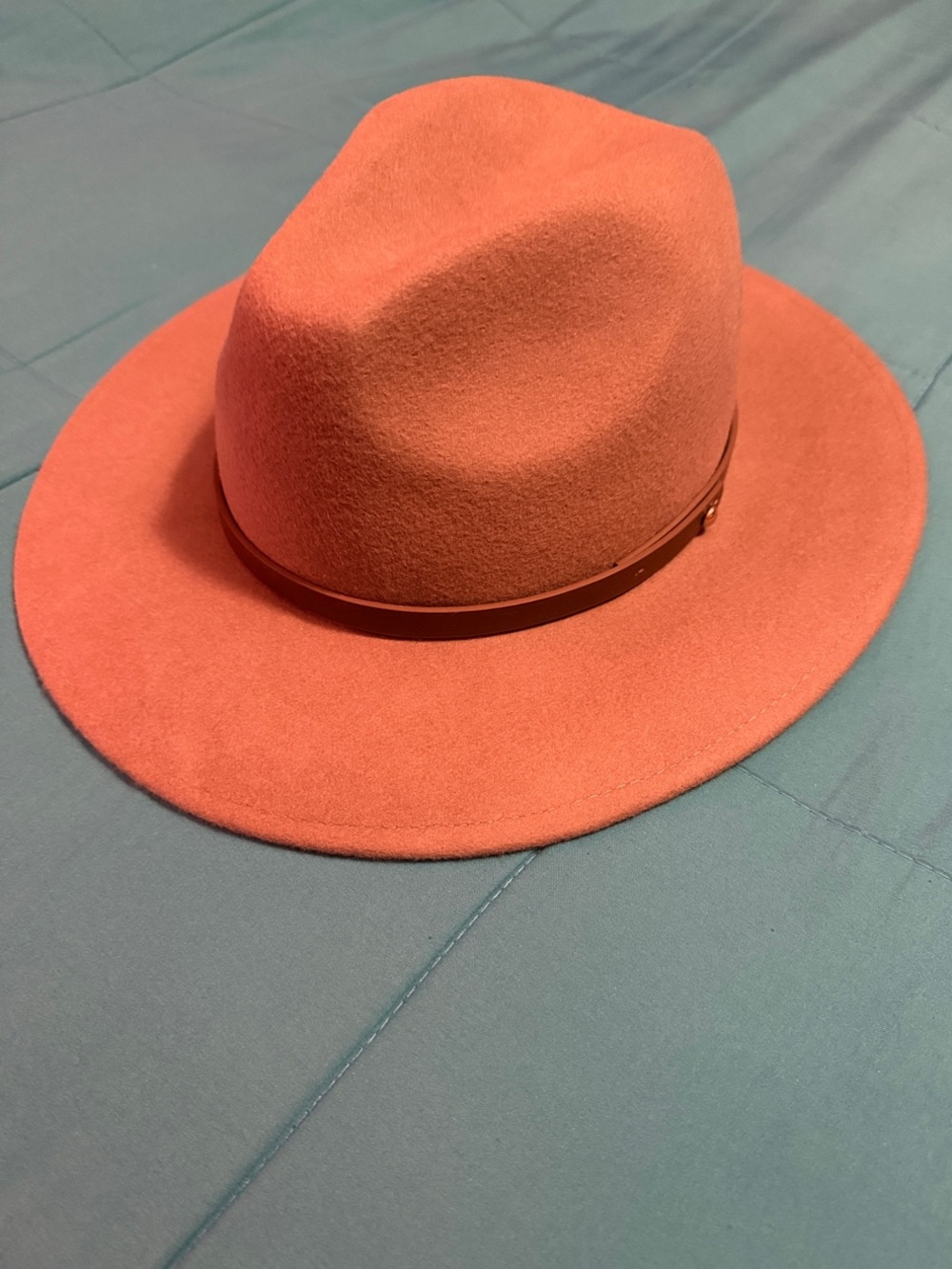 100% Wool Free People Tan Fedora Hat with Leather Band